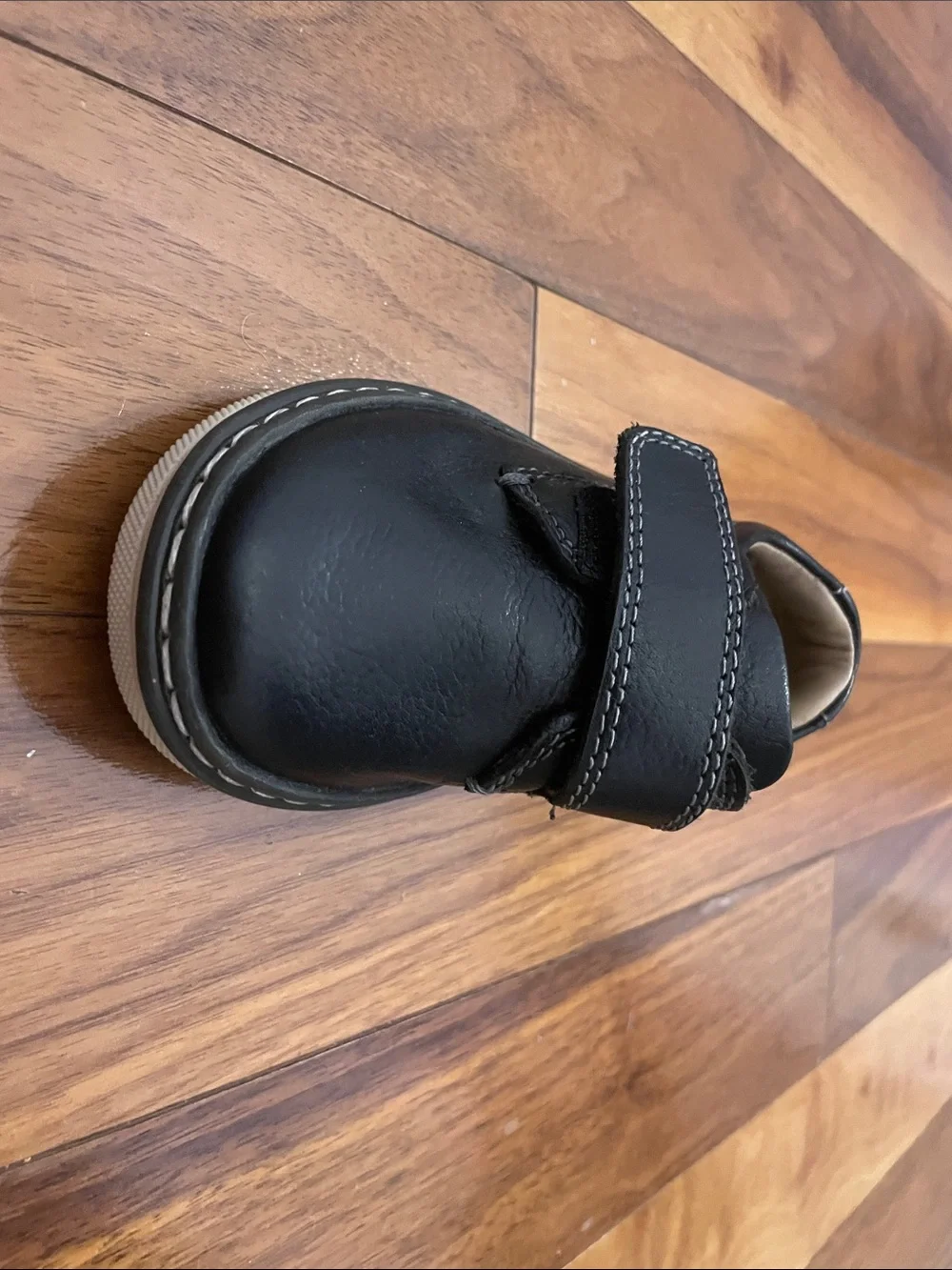 Johnston & Murphy Kids Black Leather Velcro Strap Dress Shoes